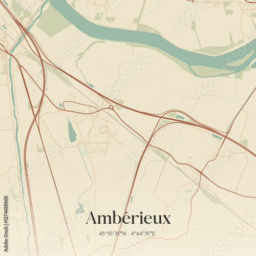 Vintage map of Ambérieux, France.