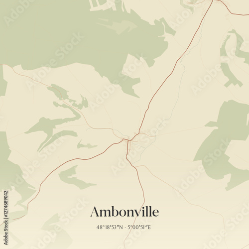 Vintage map of Ambonville, France.