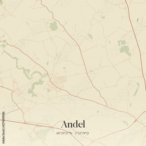 Vintage map of Andel, France.