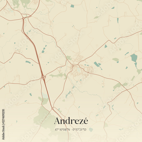 Vintage map of Andrezé, France.