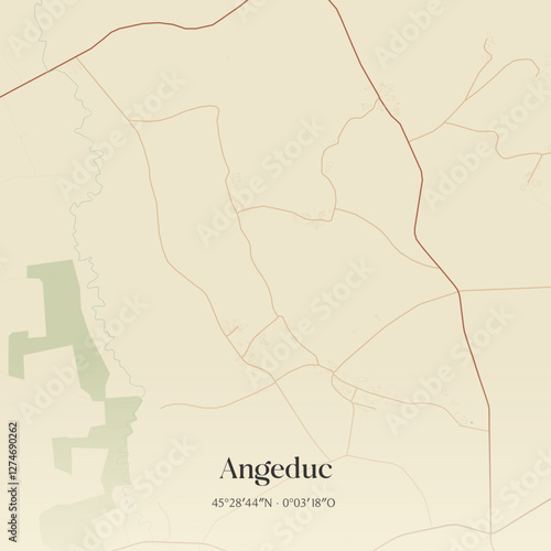 Vintage map of Angeduc, France.