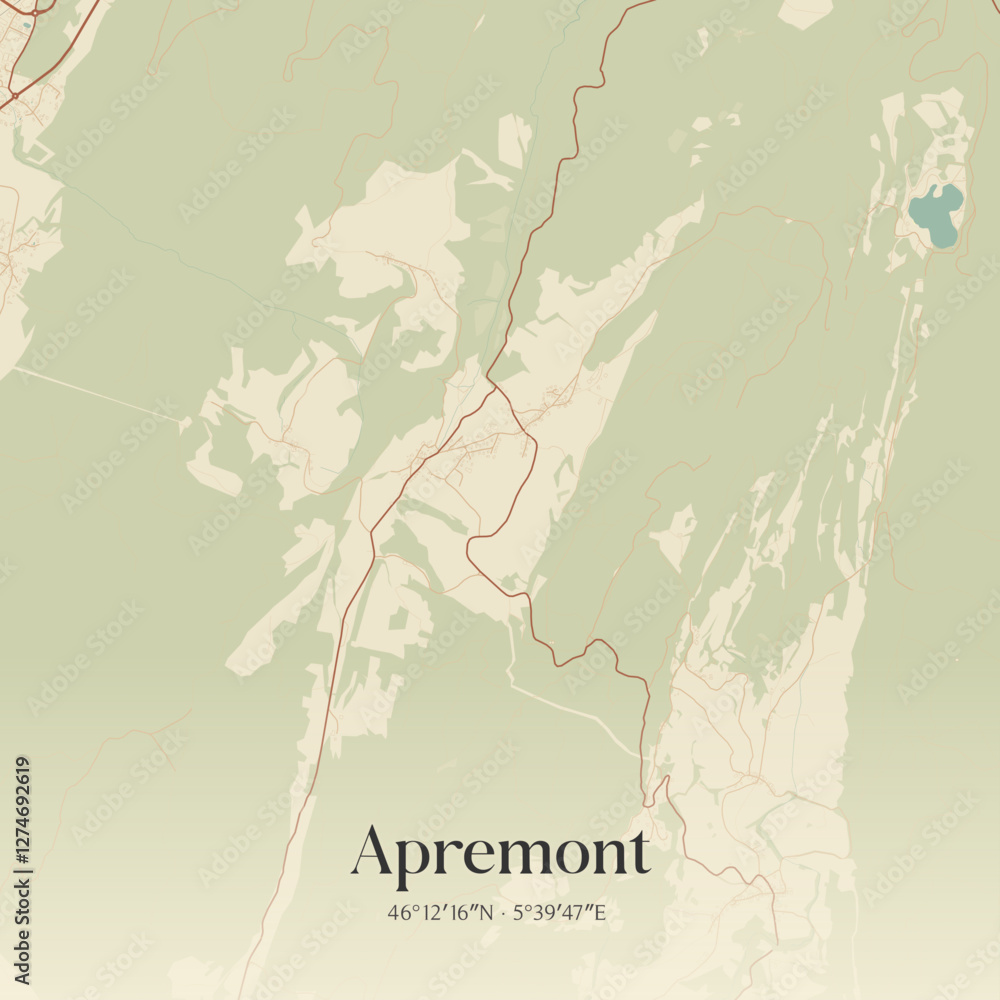 Obraz premium Vintage map of Apremont, France.