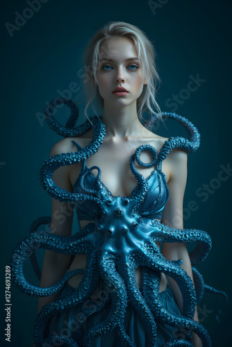 octopus dressing a womans upper body 