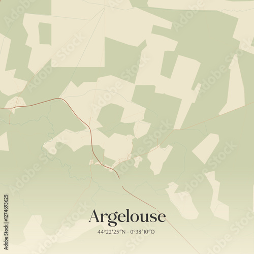 Vintage map of Argelouse, France.