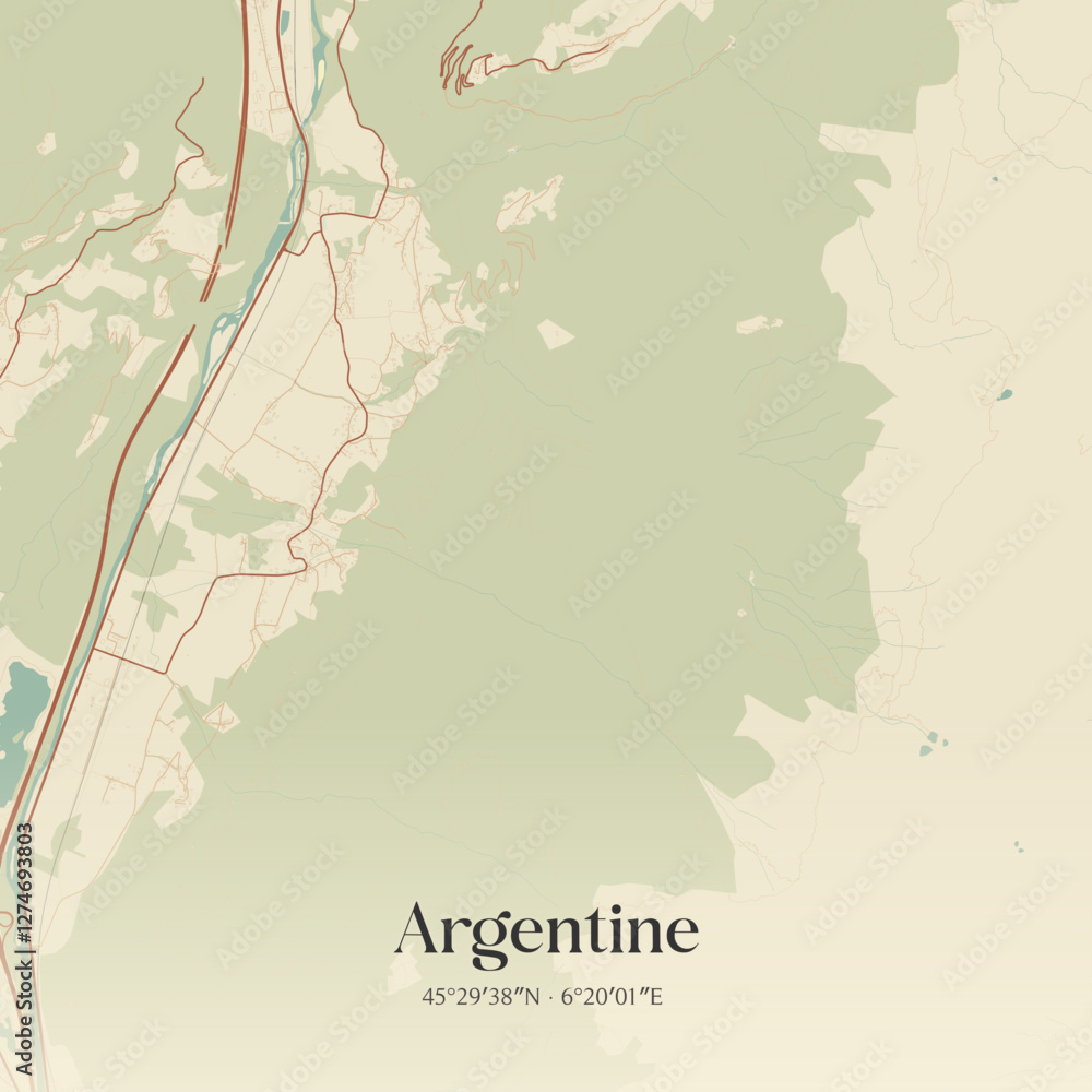 Obraz premium Vintage map of Argentine, France.