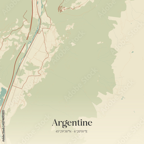 Vintage map of Argentine, France.