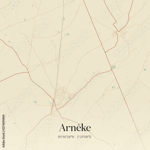 Vintage map of Arnèke, France.