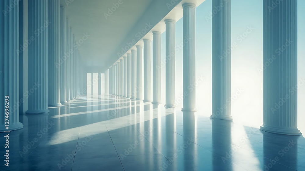 Obraz premium Serene Colonnade Extends Towards Bright Horizon