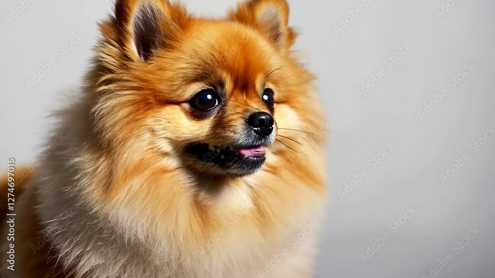 Cute pomeranian puppy playfully reacting with adorable expressions Cute pomeranian puppy playfully reacting with adorable expressions