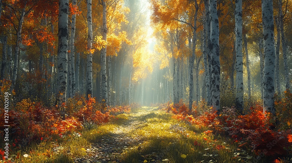 I saw the sun peeking through the trees as I strolled through a woodland. Tall trees stood all around, and the ground was carpeted with vibrant foliage and green grass. I saw the sun peeking through the trees as I strolled through a woodland. Tall trees stood all around, and the ground was carpeted with vibrant foliage and green grass.