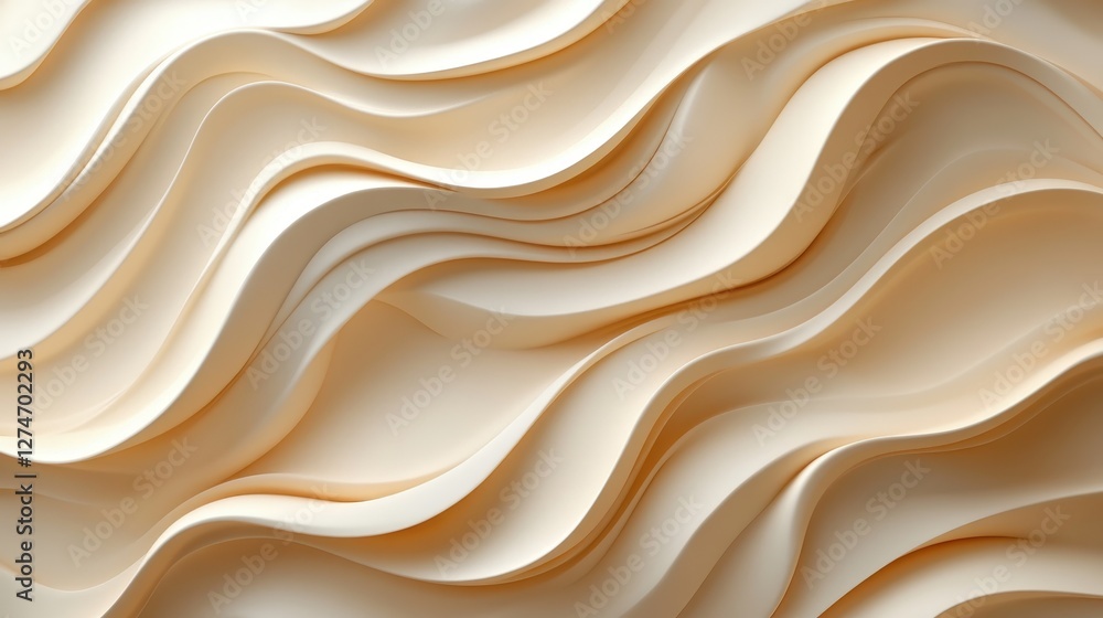 Obraz premium Abstract beige wavy pattern background with smooth curves and texture