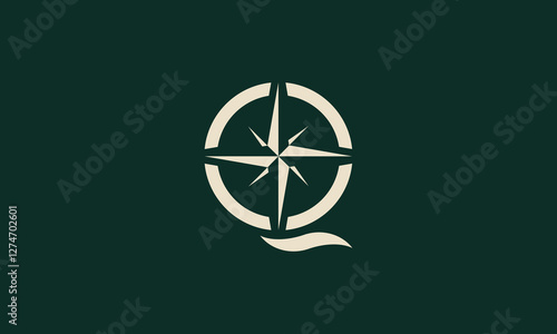 Letter Q compass monogram logo design