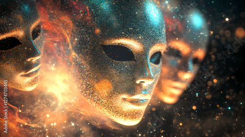 Wallpaper Mural artistic multiple glitter masks Torontodigital.ca