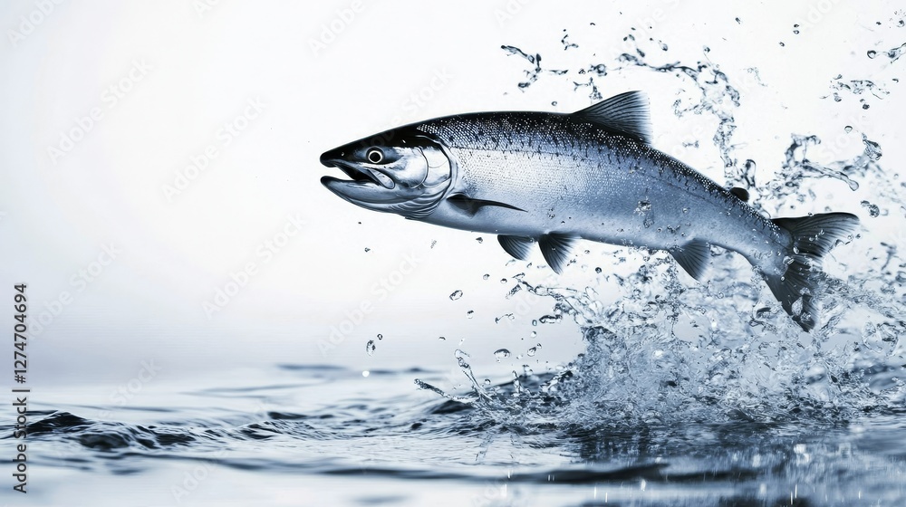 a salmon fish leaping out of the water, showcasing its powerful motion and natural beauty, highlighting the energy and agility of this remarkable aquatic a salmon fish leaping out of the water, showcasing its powerful motion and natural beauty, highlighting the energy and agility of this remarkable aquatic