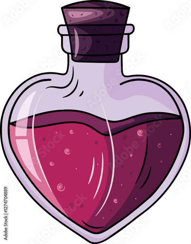 Valentine's Day love potion. Romantic, magic love. Vector clipart, illustration with isolated background.