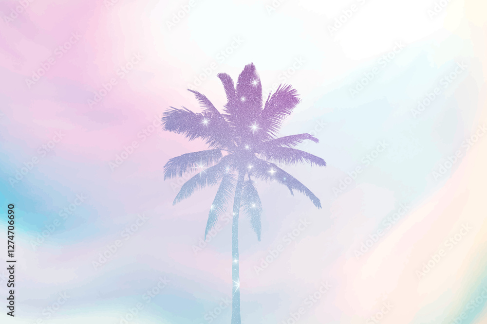 Obraz premium Aesthetic summer background, palm tree design