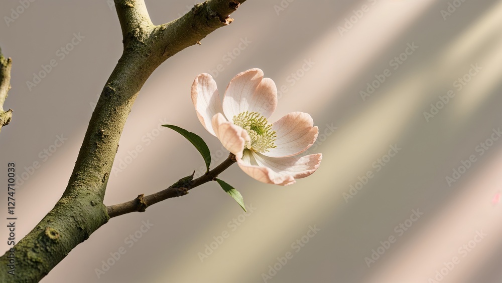 A lone delicate flower beautifully lit against a soft background. A lone delicate flower beautifully lit against a soft background.