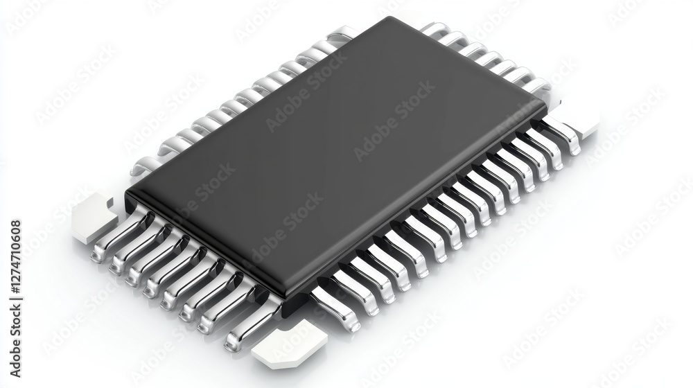 Elegant composition of a semiconductor microchip with realistic details. Elegant composition of a semiconductor microchip with realistic details.