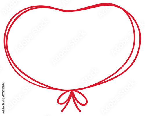 手書きの赤い線で囲んで結ばれたハート型のフレーム