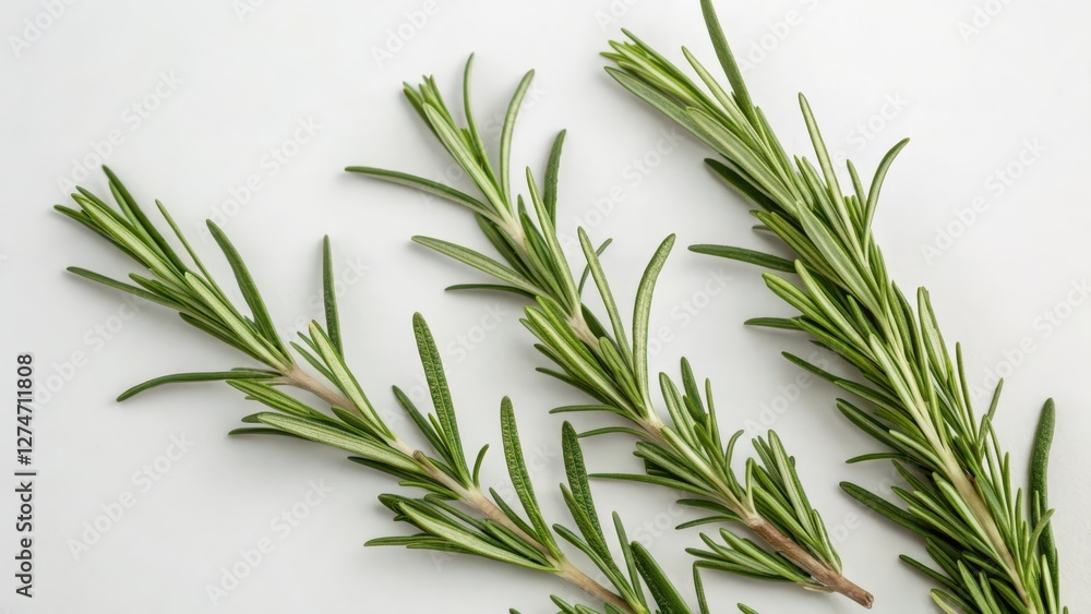 Fototapeta premium Rosemary Sprigs on White Background