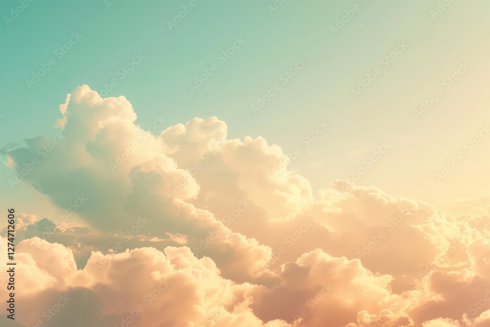 Dreamy sky Cumulus clouds reflecting sunlight creating a peaceful mood. Background for presentations Dreamy sky Cumulus clouds reflecting sunlight creating a peaceful mood. Background for presentations