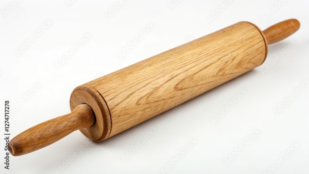 Wooden Rolling Pin on White Background Wooden Rolling Pin on White Background