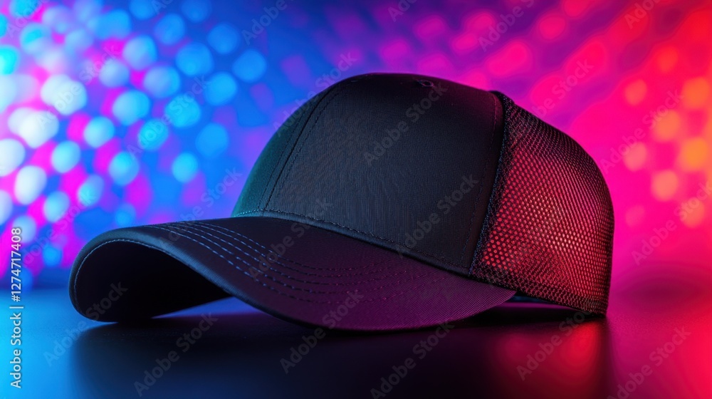 Retro-themed trucker hat positioned against a bold, high-contrast backdrop. Retro-themed trucker hat positioned against a bold, high-contrast backdrop.