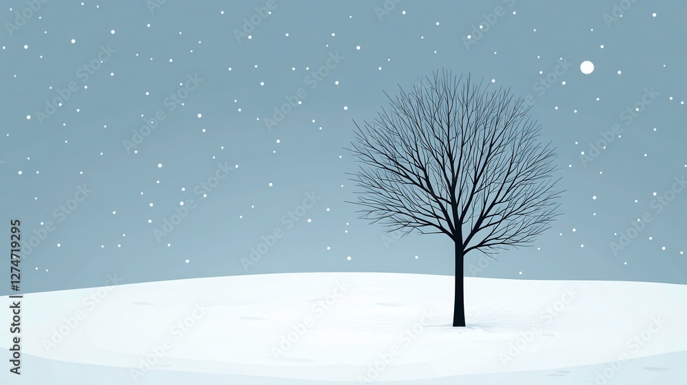 Snowy landscape with bare tree winter wonderland nature photography serene environment peaceful viewpoint Snowy landscape with bare tree winter wonderland nature photography serene environment peaceful viewpoint