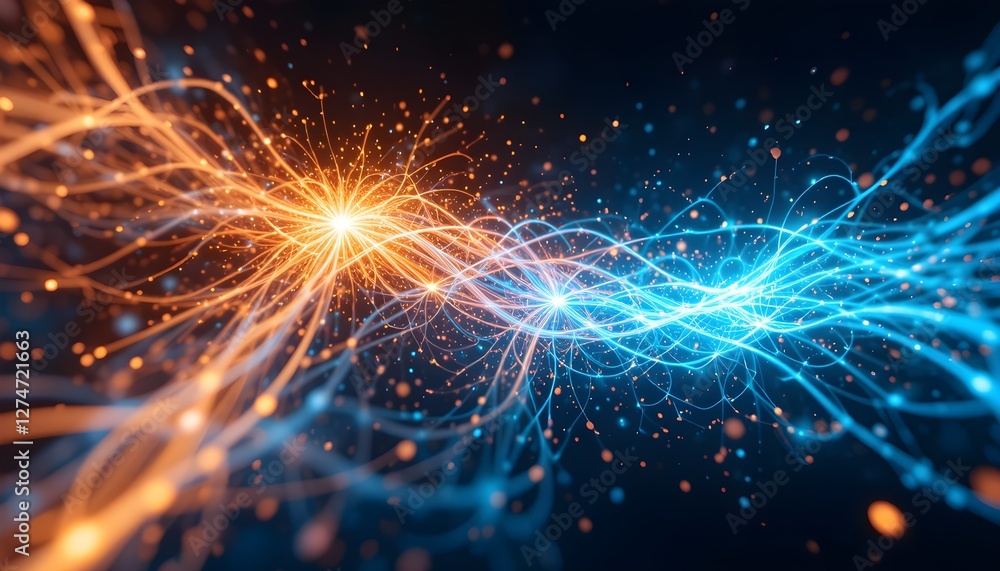 Fototapeta premium Dynamic Digital Energy with Flowing Light Beams