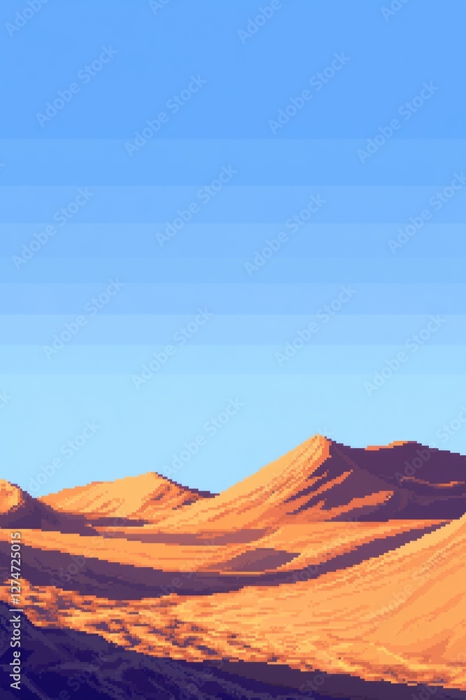 Naklejka premium Sunset in the desert. Mountain tops against a colorful sky.