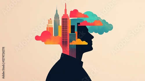 Creative minds urban innovation in technology startups cityscapes digital art abstract profile perspective