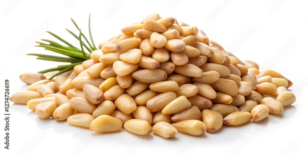 Fototapeta premium Pine Nuts on White Background
