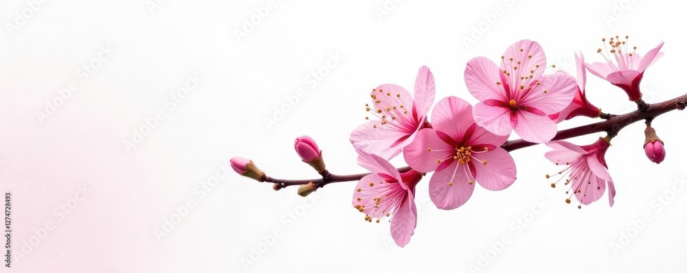 Obraz premium Fragrant pink branches of Philadelphus flowers isolated on white background, bloom, flowers
