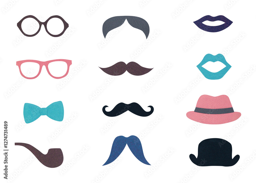 Hipster paper craft icon set design element Hipster paper craft icon set design element