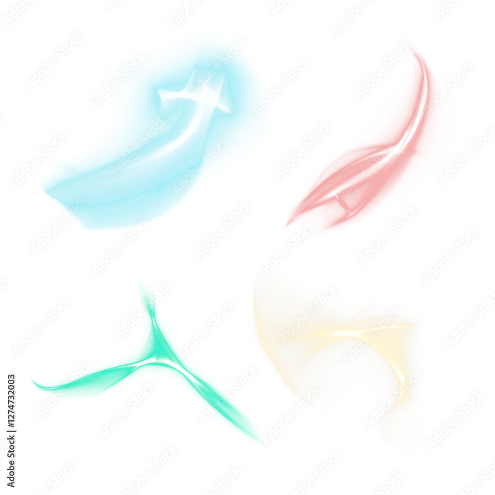 Colorful long exposure light effect design element set Colorful long exposure light effect design element set