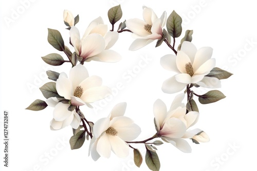 Vintage floral wreath with pink and white flowers, reminiscent of a southern belle theme. A classic garden design perfect for weddings or special occasions.