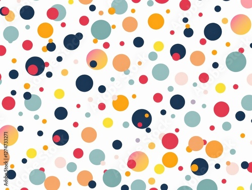 Colorful spot pattern on white background, useful for textile, wallpaper, and graphic design projects