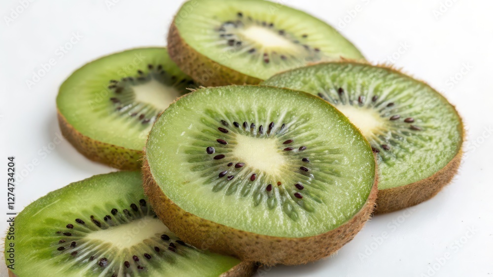 Sliced Kiwi Fruit on White Background Sliced Kiwi Fruit on White Background