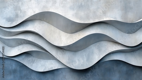 Abstract wavy wall texture with grey and blue tones in modern design