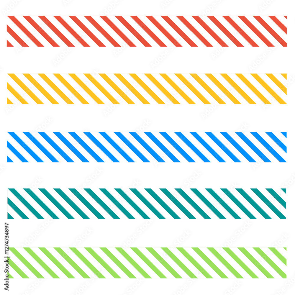 Fototapeta premium Brush stroke png colorful stripes pattern set