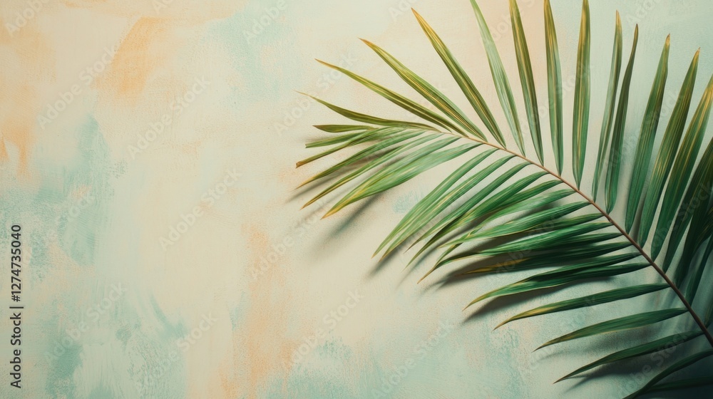 Fototapeta premium A stylized palm tree with a tropical vibe, suitable for beach decor or backgrounds.