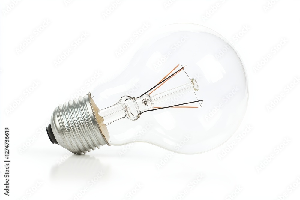 A soft glow illuminates an elegant light bulb resting on a white background in a minimalist style isolated on transparent background A soft glow illuminates an elegant light bulb resting on a white background in a minimalist style isolated on transparent background