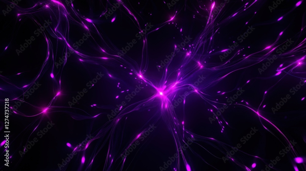 Fototapeta premium An abstract representation of vibrant purple energy flows against a dark background, symbolizing futuristic technology and innovation