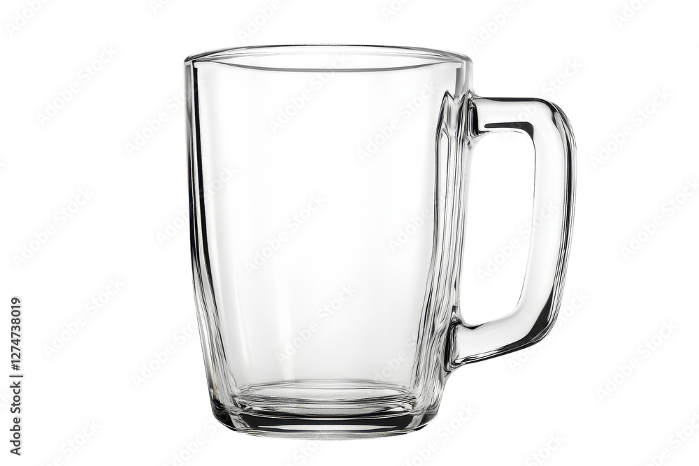 A clear glass mug rests on a smooth surface, awaiting a warm beverage on a tranquil morning isolated on transparent background A clear glass mug rests on a smooth surface, awaiting a warm beverage on a tranquil morning isolated on transparent background