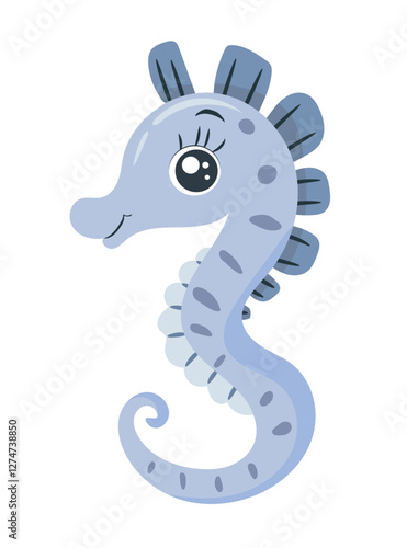 Cute seahorse. Vector clipart illustration on isolated background.