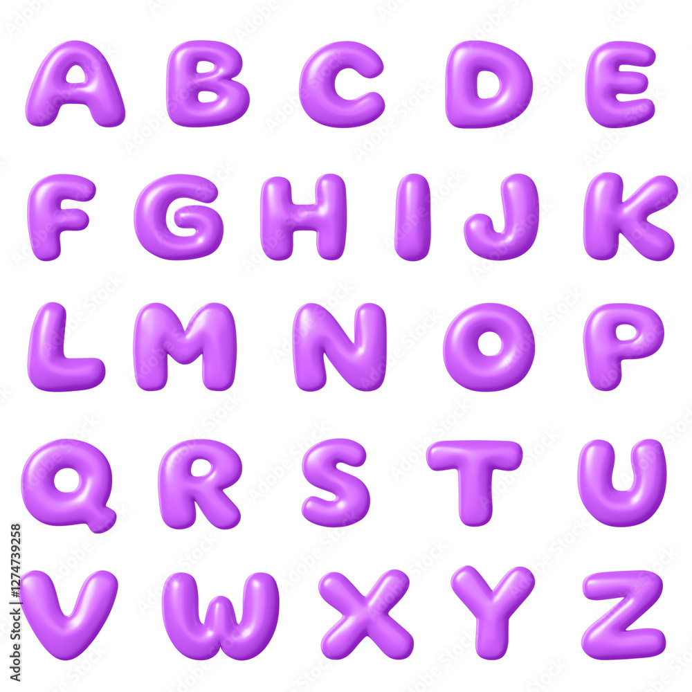 3D A-Z png letter sticker, purple balloon English alphabet set on transparent background 3D A-Z png letter sticker, purple balloon English alphabet set on transparent background