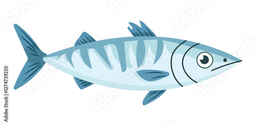 Cute Mackerel fish. Vector clipart illustration on isolated background.