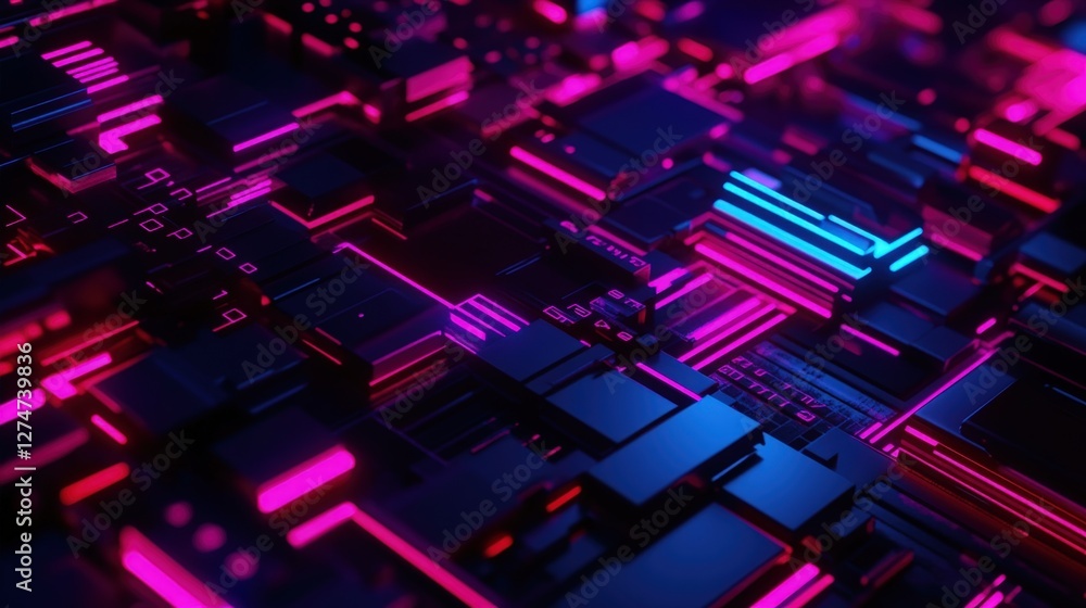 An intricate and vibrant digital landscape showcasing a fusion of neon colors, creating a futuristic circuit-like pattern. Perfect for technology-related themes and innovations. An intricate and vibrant digital landscape showcasing a fusion of neon colors, creating a futuristic circuit-like pattern. Perfect for technology-related themes and innovations.
