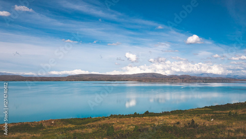 Lake pukaki new zealand gorgeous mirror calm still blue iconic picturesque scenery