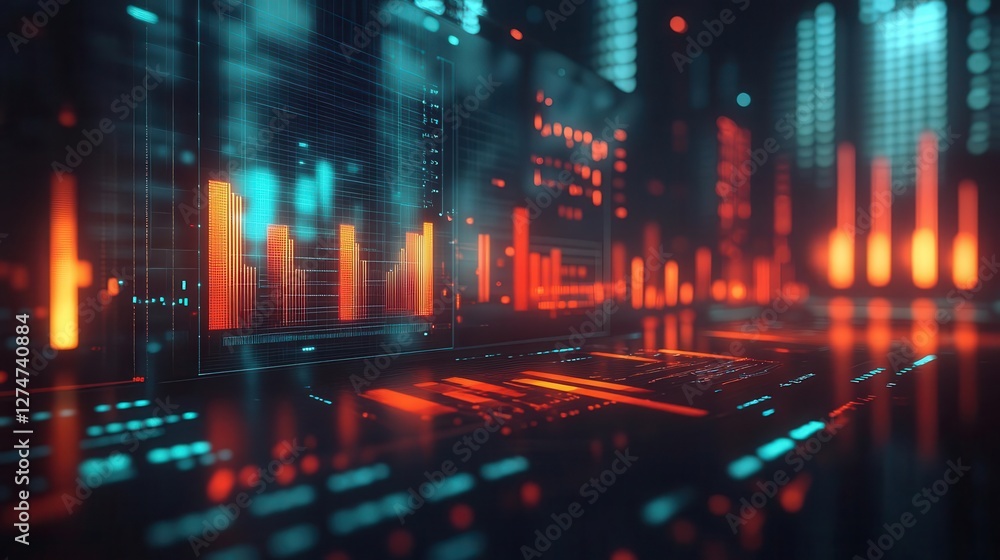 Financial report analysis with glowing AR graphs, sleek modern workspace, soft ambient lighting, photorealistic Financial report analysis with glowing AR graphs, sleek modern workspace, soft ambient lighting, photorealistic